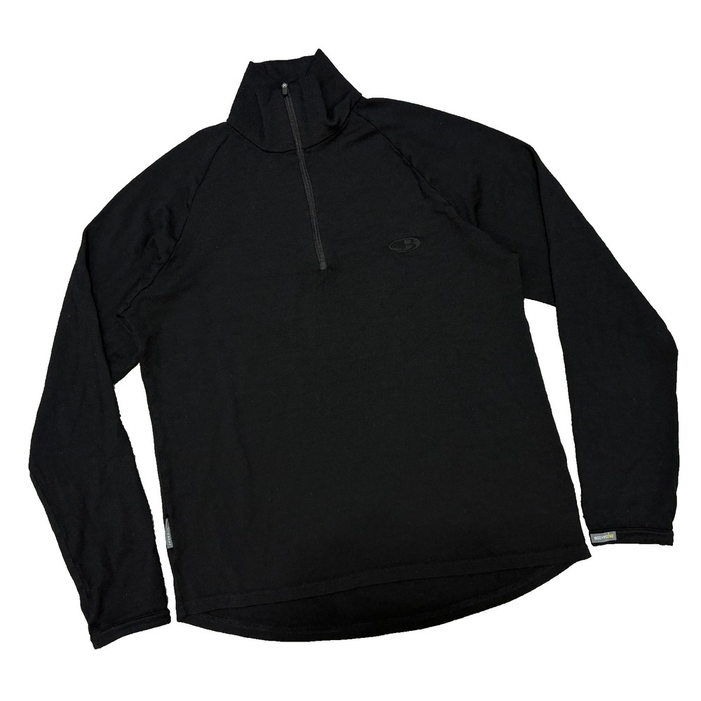 Icebreaker Bodyfit 260 Merino Wool 1/4 Zip Baselayer Black Hiking Men Medium